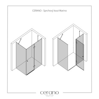 CERANO - Sprchovací kút Marino Ľ/P - 6 mm - chróm, transparentné sklo - 90x90 cm - pántový