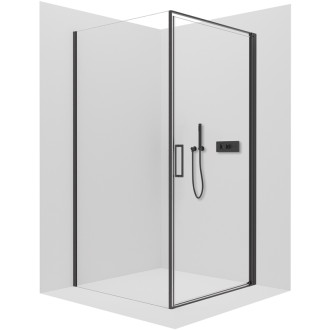 CERANO - Sprchovací kút Porte Ľ/P - 8 mm - čierna matná, transparentné sklo - 80x80 cm - otočný