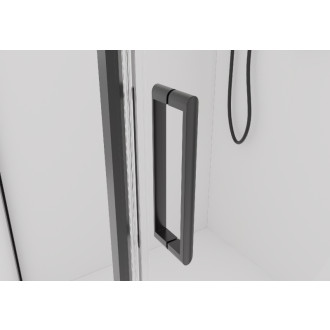CERANO - Sprchovací kút Porte Ľ/P - 8 mm - čierna matná, transparentné sklo - 80x80 cm - otočný
