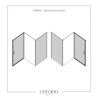 CERANO - Sprchovací kút Porte Ľ/P - 8 mm - čierna matná, transparentné sklo - 80x80 cm - otočný