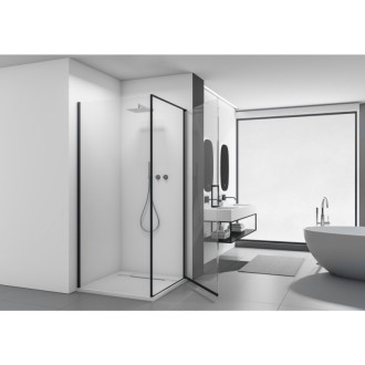 CERANO - Sprchovací kút Porte Ľ/P - 8 mm - čierna matná, transparentné sklo - 90x70 cm - otočný