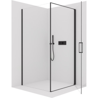 CERANO - Sprchovací kút Porte Ľ/P - 8 mm - čierna matná, transparentné sklo - 90x70 cm - otočný