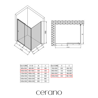CERANO - Sprchovací kút Varone POINT Ľ/P - 6 mm - chróm, transparentné sklo - 100x100 cm - posuvný