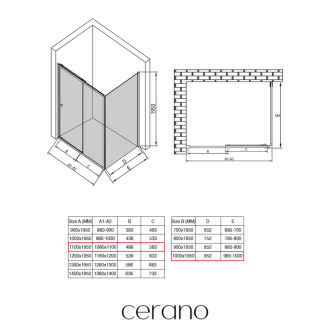 CERANO - Sprchovací kút Varone POINT Ľ/P - 6 mm - chróm, transparentné sklo - 110x100 cm - posuvný