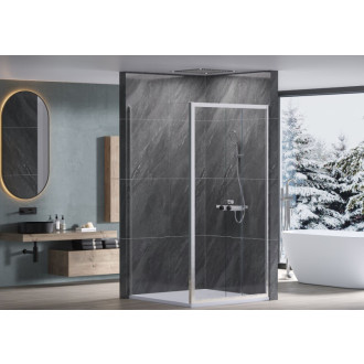 CERANO - Sprchovací kút Varone POINT Ľ/P - 6 mm - chróm, transparentné sklo - 120x90 cm - posuvný