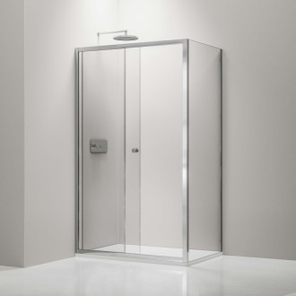 CERANO - Sprchovací kút Varone POINT Ľ/P - 6 mm - chróm, transparentné sklo - 90x90 cm - posuvný