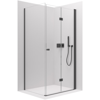 CERANO - Sprchovací kút Volpe L/P - 6 mm - čierna matná, transparentné sklo - 70x70 cm - zalamovacia