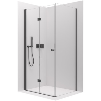 CERANO - Sprchovací kút Volpe L/P - 6 mm - čierna matná, transparentné sklo - 80x80 cm - zalamovacia