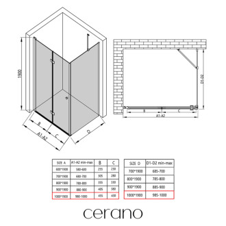 CERANO - Sprchovací kút Volpe L/P - 6 mm - chróm, transparentné sklo - 100x100 cm - zalamovacia