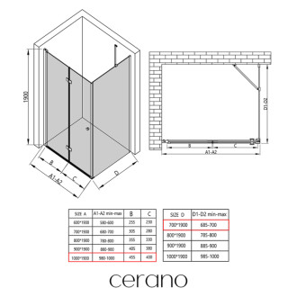 CERANO - Sprchovací kút Volpe L/P - 6 mm - chróm, transparentné sklo - 100x70 cm - zalamovacia