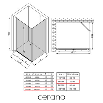 CERANO - Sprchovací kút Volpe L/P - 6 mm - chróm, transparentné sklo - 100x80 cm - zalamovacia