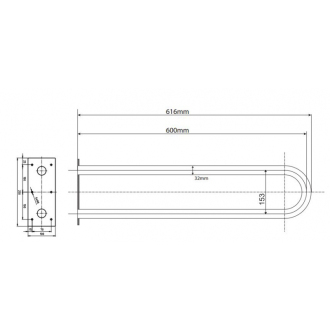 BEMETA HELP: Podperné madlo v tvare U 600 mm, biele 301102054