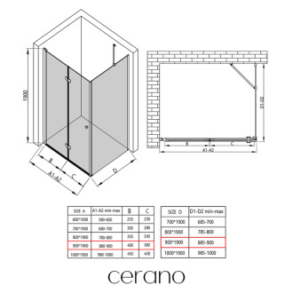 CERANO - Sprchovací kút Volpe L/P - 6 mm - chróm, transparentné sklo - 90x90 cm - zalamovacia