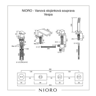 CERANO - Vaňová stojanková súprava Vespa - chróm