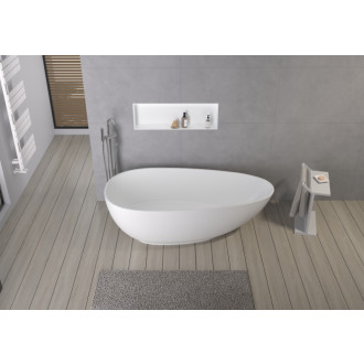 CERANO - Voľne stojaca vaňa z liateho mramoru Aura - biela matná - 180x90 cm