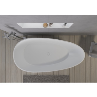 CERANO - Voľne stojaca vaňa z liateho mramoru Aura - biela matná - 180x90 cm