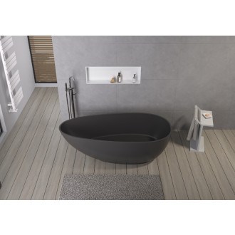 CERANO - Voľne stojaca vaňa z liateho mramoru Aura - čierna matná - 180x90 cm