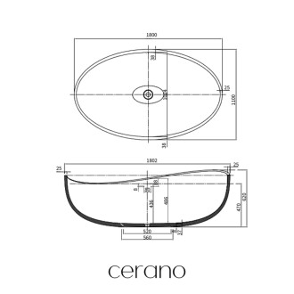 CERANO - Voľne stojaca vaňa z liateho mramoru Valentina - biela matná - 180x110 cm