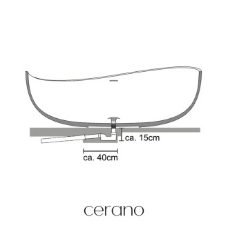 CERANO - Voľne stojaca vaňa z liateho mramoru Valentina - čierna matná - 180x110 cm