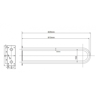 BEMETA HELP: Podperné madlo v tvare U 813 mm, biele 301102064
