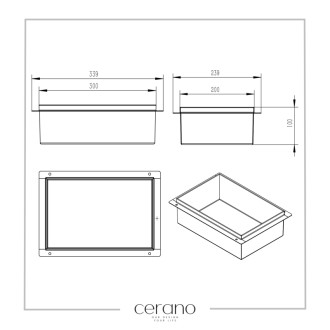 CERANO - Zápustná polička / nika do obkladu - čierna matná - 30x20x10 cm