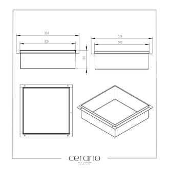 CERANO - Zápustná polička / nika do obkladu - čierna matná - 30x30x10 cm