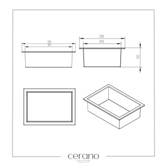 CERANO - Zápustná polička / nika s okrajom do obkladu - čierna matná - 30x20x10 cm