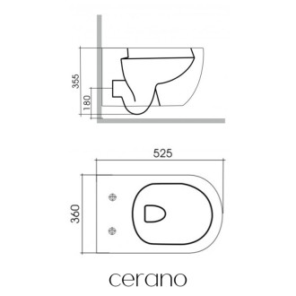 CERANO - Závesná WC misa Felci, Rimless + UF sedátko - biela lesklá - 52,5x36 cm