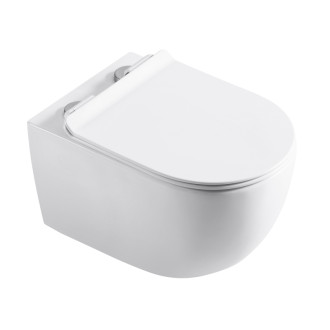 CERANO - Závesná WC misa Felci, Rimless + UF sedátko - biela lesklá - 52,5x36 cm