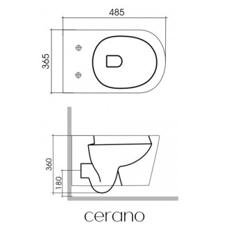 CERANO - Závesná WC misa Norbi, Rimless + UF sedátko - biela lesklá - 48,5x36,5 cm