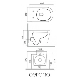 CERANO - Závesná WC misa Norbi, Rimless + UF sedátko - biela lesklá - 48,5x36,5 cm
