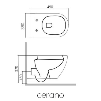 CERANO - Závesná WC misa Verde, Rimless + UF sedátko - čierna lesklá - 49x36 cm