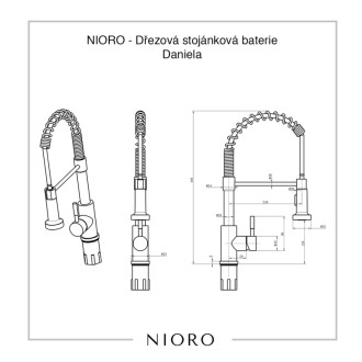 NIORO - Drezová stojanková batéria Daniela - výsuvná spŕška - chróm