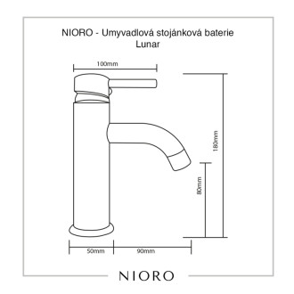NIORO - Umývadlová stojanková batéria Lunar - nízka - čierna matná