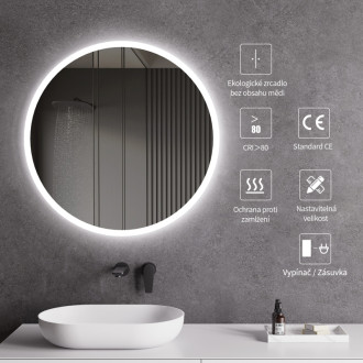 CERANO - Kúpeľňové LED zrkadlo Lavoro - Ø60 cm