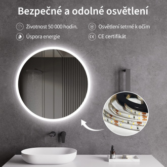 CERANO - Kúpeľňové LED zrkadlo Lavoro - Ø60 cm