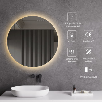 CERANO - Kúpeľňové LED zrkadlo Nome - Ø 80 cm