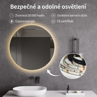 CERANO - Kúpeľňové LED zrkadlo Nome - Ø 80 cm