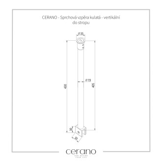 CERANO - Sprchová vzpera Onyx - guľatá - vertikálna do stropu - 40 cm - čierna matná