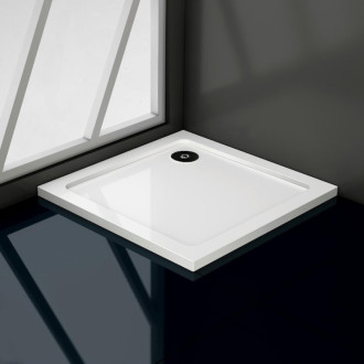 CERANO - Sprchová vanička z liateho mramoru štvorcová Piato - biela matná - 100x100x3 cm