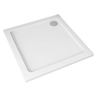 CERANO - Sprchová vanička štvorcová Piato - liaty mramor - biela lesklá - 90x90x3 cm