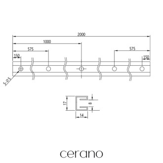 CERANO - Stenový profil pre sprchové zásteny Walk-in - 8 mm - zápustný - chróm - 200 cm
