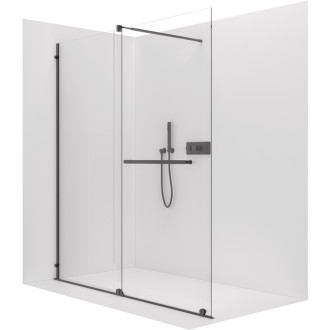 CERANO - Sprchová zástena Walk-in Medin Ľ/P - 8 mm - čierna matná, transparentné sklo - 160x195 cm - dvojdielna posuvná