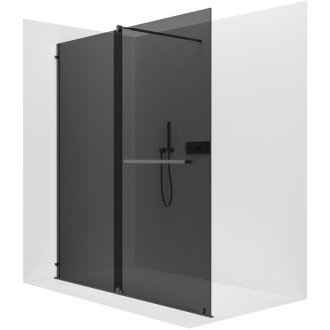 CERANO - Sprchová zástena Walk-in Medin Ľ/P - 8 mm - čierna matná, grafitové sklo - 160x195 cm - dvojdielna posuvná