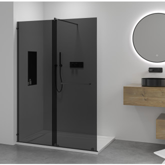 CERANO - Sprchová zástena Walk-in Medin Ľ/P - 8 mm - čierna matná, grafitové sklo - 160x195 cm - dvojdielna posuvná