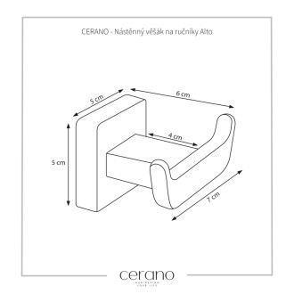 CERANO - Nástenný vešiak na uteráky Alto - čierna matná