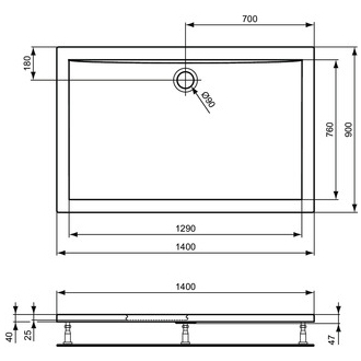 Ideal Standard ULTRA FLAT sprchová vanička K 5186 01 obdĺžnik 140x90