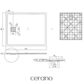 CERANO - Sprchová vanička obdĺžniková Pablo - SMC/minerálny kompozit - štruktúrovaná čierna matná - 110x90 cm