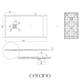 CERANO - Sprchová vanička obdĺžniková Pablo - SMC/minerálny kompozit - štruktúrovaná béžová - 150x80 cm