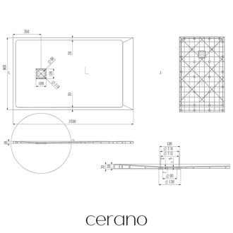 CERANO - Sprchová vanička obdĺžniková Pablo - SMC/minerálny kompozit - štruktúrovaná béžová - 150x90 cm